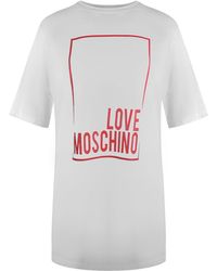 Love Moschino - Large Box Logo Oversized Mini T-Shirt Dess Cotton - Lyst