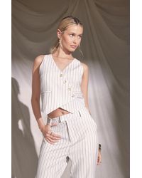 Boohoo - Linen Look Pinstripe Asymmetric Waistcoat - Lyst