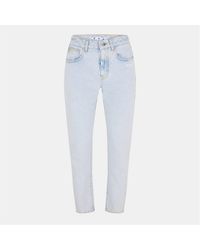 Off-White c/o Virgil Abloh - Cropped Logo Cotton Straight Leg Jeans - Lyst