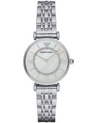 Emporio Armani - Gianni T-bar Silver Watch Ar1908 Stainless Steel - Lyst