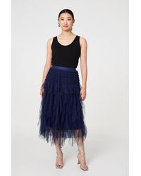 Izabel London - Ruffled Sheer Mesh High Waist Midi Skirt - Lyst