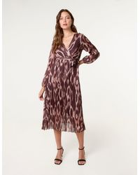 Blue Vanilla - Crossover Metallic Pleated Dress - Lyst