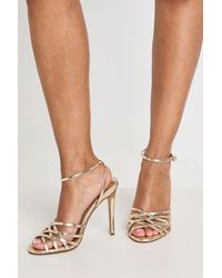 Boohoo - Metallic Strappy Cage Front High Stiletto Heels - Lyst