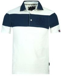 Aquascutum - Colour Block Aldis Crest Chest Logo White Polo Shirt Cotton - Lyst