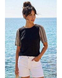 D.u.s.k - Contrast Crochet Sleeve Top - Lyst