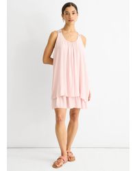 Gini London - Crochet Panel Double Layer Cotton Mini Dress - Lyst