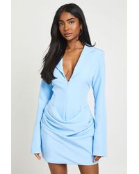 Boohoo - Drape Detail Tailored Blazer Dress - Lyst