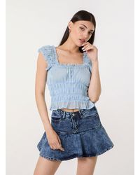 Pink Vanilla - Ribbon Trim Milkmaid Top - Lyst