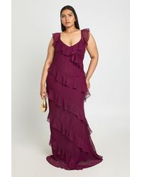 Boohoo - Plus Floral Ruffle Maxi Dress - Lyst