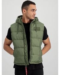 Alpha Industries - Kapuzen-Steppweste Fd Grün - Lyst