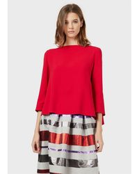 Emporio Armani - Emporio Armani Relaxed Fit Long Sleeve Boat Neck Blouse - Lyst