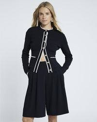 River Island - Cardigan Knit Button Up Military Viscose - Lyst