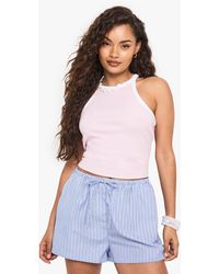 Boohoo - Rib Contrast Binding Racer Neck Vest Top - Lyst