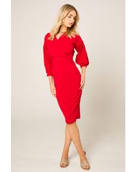 Femme Luxe - Belted Bodycon Midi Wrap Dres - Lyst