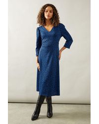 Wallis - Cobalt Animal Jacquard Ponte Midi Dress - Lyst