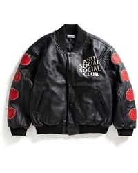 ANTI SOCIAL SOCIAL CLUB - Anti Social Club Assc Petal To The Metal Leather Varsity Jacket - Lyst