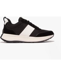 Fitflop - F-Mode Flow Fabric/Suede/Leather Flatform Trainers Leather/Suede/Fabric Polyester - Lyst