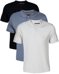 French Connection - Blue 3 Pack Cotton Blend Polo Shirts - Lyst