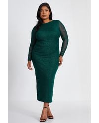 Quiz - Curve Dark Glitter Mesh Midaxi Dress - Lyst