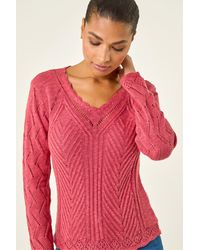 Roman - Scallop V-Neck Knit Jumper - Lyst