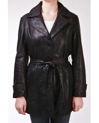 Infinity Leather - 3/4 Length Tie Belt Trench Coat-Oldbury - Lyst