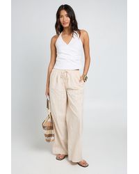 Boohoo - Tonal Stripe Linen Look Relaxed Fit Wide Leg Trousers - Lyst