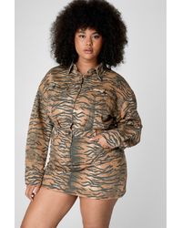 Nasty Gal - Plus Tiger Print Shirt Dress - Lyst