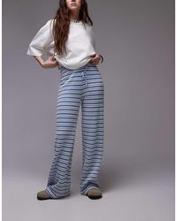 TOPSHOP - Textured Stripe Wide Leg Trousers - Lyst