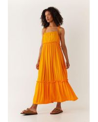 Warehouse - Cheesecloth Tie Shoulder Cami Midi Dress - Lyst