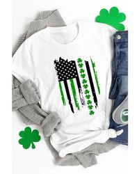 Azura Exchange - St. Patrick's Kleeblatt Amerikanische Flagge Print Crewneck T-Shirt - Lyst