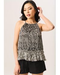 Gini London - Halter Neck Peplum Top - Lyst