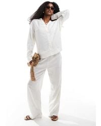 ONLY - Linen Embroidered Wide Leg Pull On Trousers Co-Ord - Lyst