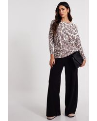 Quiz - Knit Leopard Print Jumper Viscose - Lyst