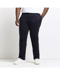 River Island - Chino Trousers Big & Tall Navy Slim Fit Smart Cotton - Lyst