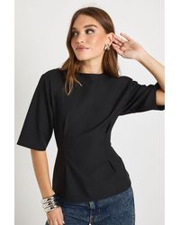 Boohoo - Woven Marl Cinch Waist Top - Lyst
