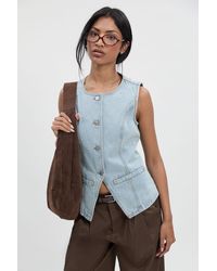 Boohoo - Longline Denim Waistcoat - Lyst