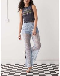 Amy Lynn - Sheer Lace Straight Leg Trousers - Lyst