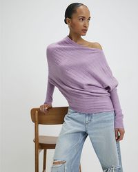 River Island - Jumper Ribbed Off The Shoulder - Lyst