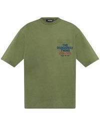 DSquared² - Pocket Logo Print Sage T-Shirt Cotton - Lyst