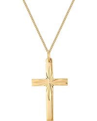 The Jewellery Stockroom - Rolled Diamond-Cut Cross Pendant Necklace Plated - Lyst