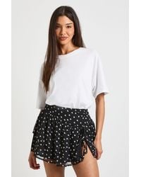 Boohoo - Polka Dot Ruffle Chiffon Tie Side Mini Skirt - Lyst