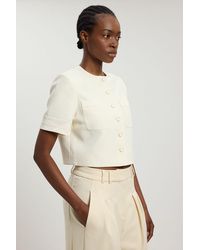Karen Millen - Satin Tux Short Sleeve Tailored Jacket - Lyst