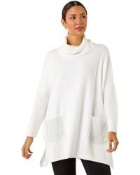 Roman - Sparkle Pocket Detail Poncho Jumper - Lyst