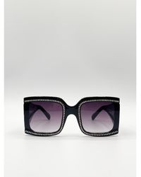 SVNX - Oversized Square Sunglasses With Diamonte Detail - Lyst