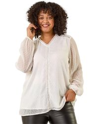Roman - Curve Textured V-Neck Top - Lyst