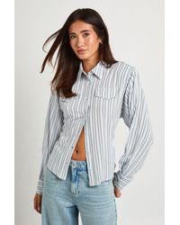 Boohoo - Cinched Stripe Fitted Shirt - Lyst
