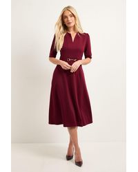 Wallis - Petite Ponte Snaffle Trim Midi Dress - Lyst