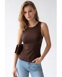 MixRay - Sleeveless Fitted Crew Neck Blouse - Lyst
