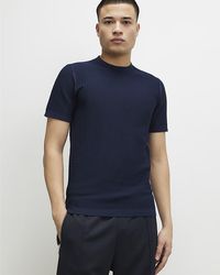 River Island - T-Shirt Muscle Fit Zig Zag Textured - Lyst