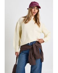 Boohoo - Collar Detail Soft Knit Oversized Knitted Sweater - Lyst